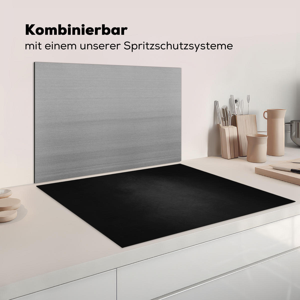 KRYT NA INDUKČNÍ DESKU Beton - Černá - Šedá - Texturovaná - Průmyslová 77x59 cm - grafitová, plast (77/59/0.2cm) - MuchoWow