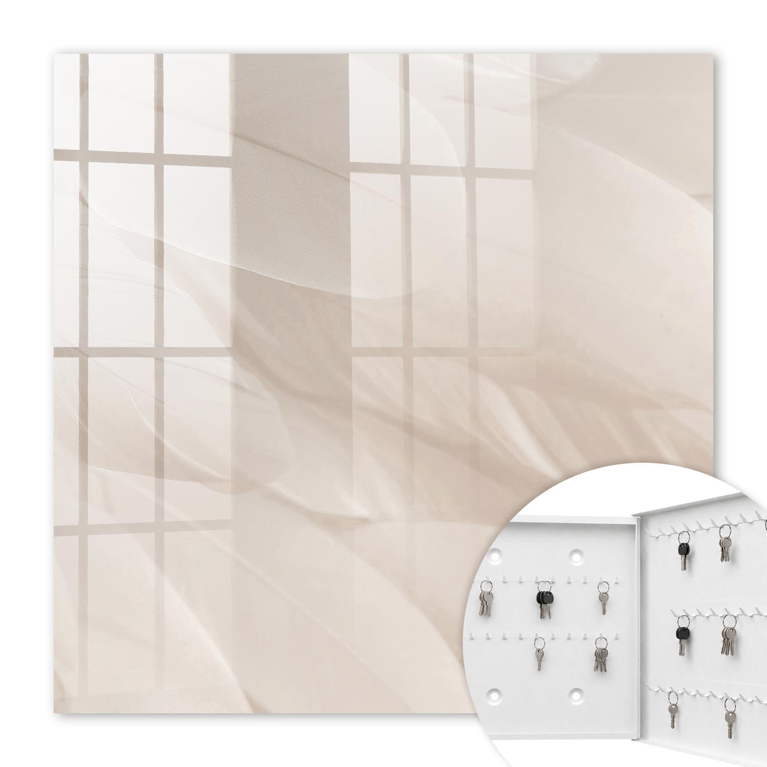 SCHLÜSSELBOX Weiß 30x30 cm – Türöffnung nach rechts - Cremige Leichtigkeit - Creme, Metall (30/30/5cm) - TULUP