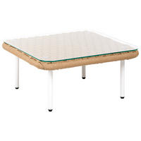 KONFERENČNÍ STOLEK 60 cm 60 cm Světle hnědý Baucina - bílá/hnědá, sklo (60/60/30cm) - Beliani
