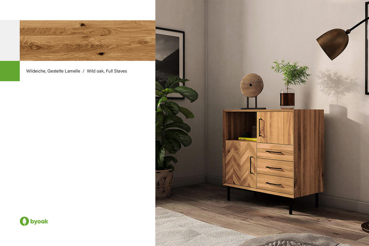 KOMMODE HOCH LEON Wildeiche - Wildeiche, Holz (97/95/45cm) - byoak