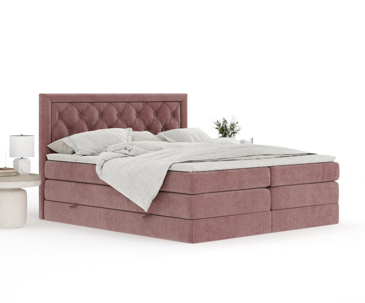 BOXSPRINGBETT Aurelia Rosa 180/200 cm - Schwarz/Rosa, Holz/Holzwerkstoff (180/200cm) - Maison de Reve