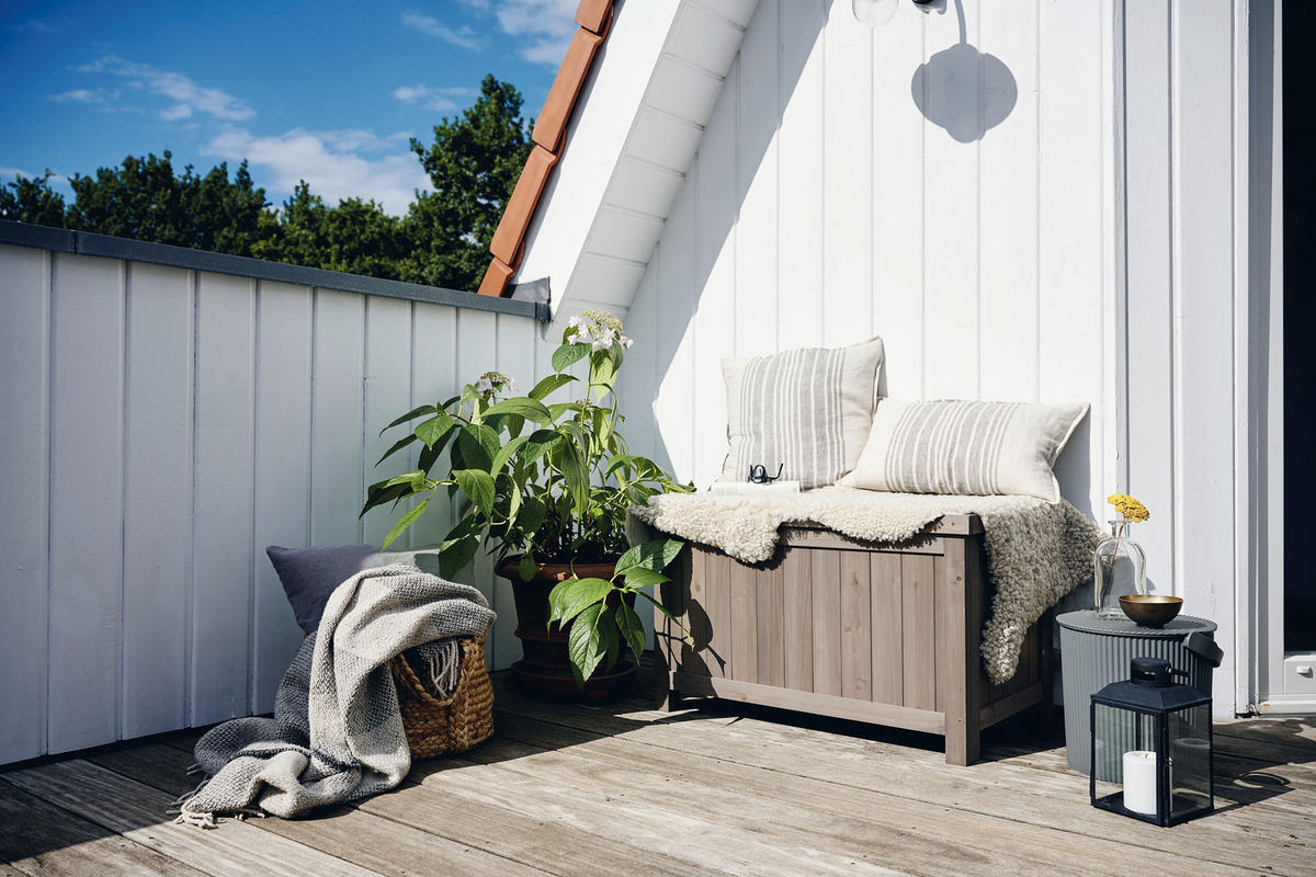 GARTENBOX HENRIETTE mit Klappdeckel 75*45*45 cm - Grau, Holz (75/45/45cm) - butenkist