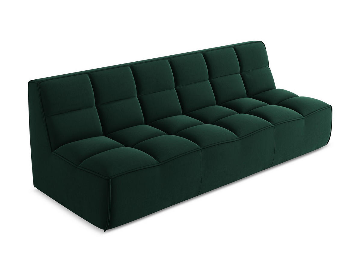 3-SITZER SOFA Samt Stoff Grün - Dunkelgrün/Schwarz, Kunststoff/Textil (210/75/93cm) - Makamii