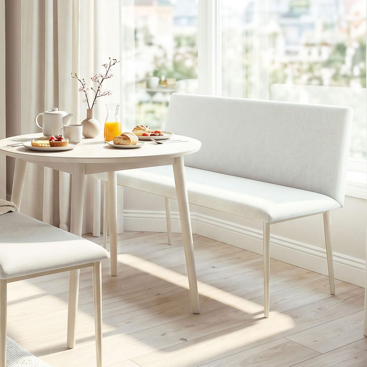 SITZBANK Creme 120.0/61.5/85.0 cm - Creme, Textil (61.5/85/120cm)