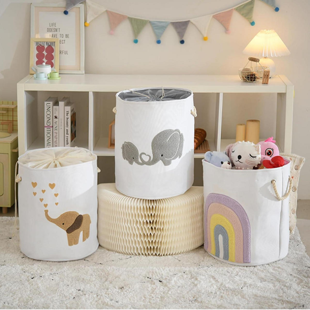 WÄSCHEKORB Elefant 58 L Braun - Weiß, Textil (34.8/34.8/5.1cm)