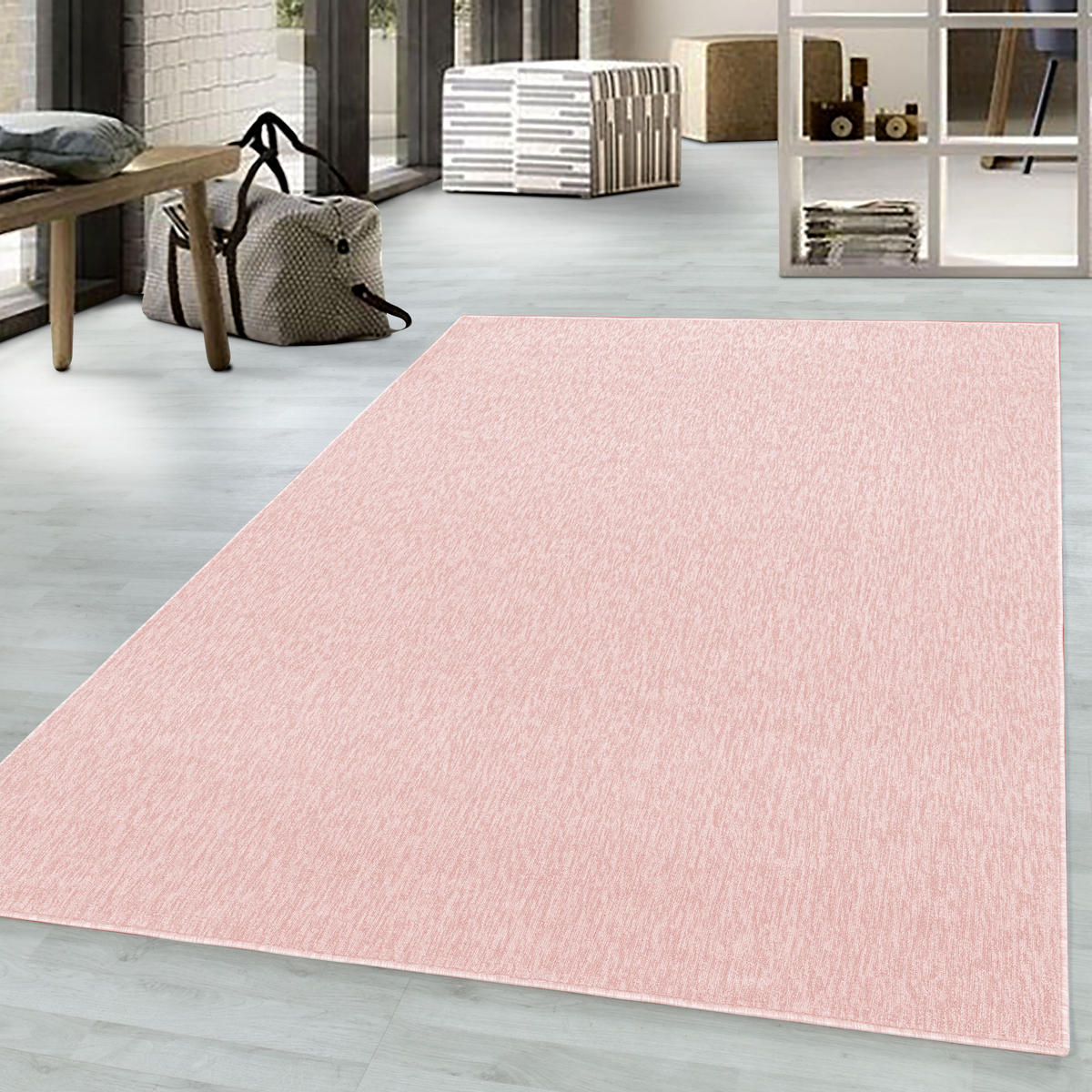 TEPPICH Kurzflor Unifarben Polypropylen saugroboter Wohnzimmer Rosa Rechteckig 280x370 - Rosa, Textil (280/370cm) - KADIMA DESIGN
