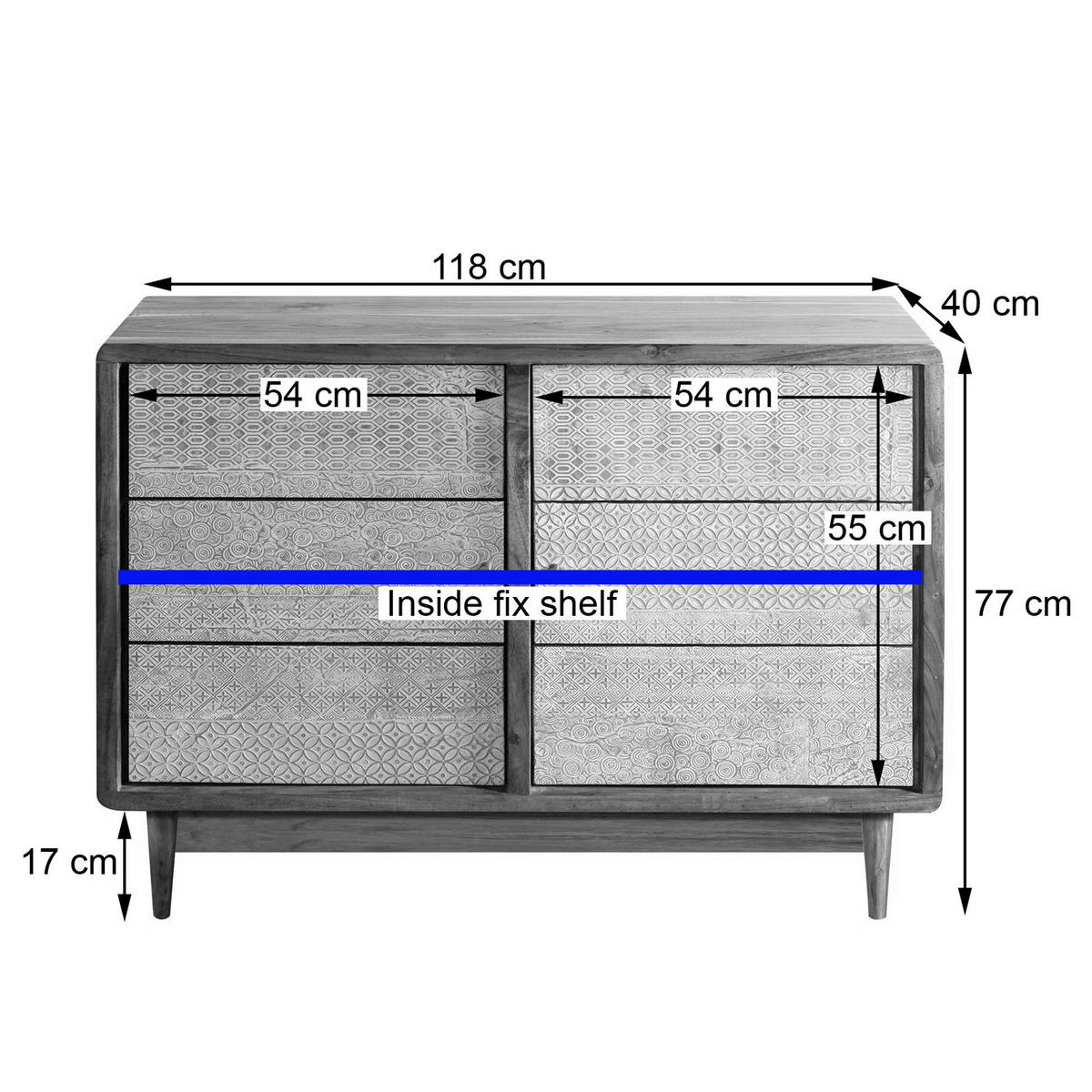 KOMMODE - Akazie massiv / Metall - Akaziefarben, Holz (118/77/40cm) - home24