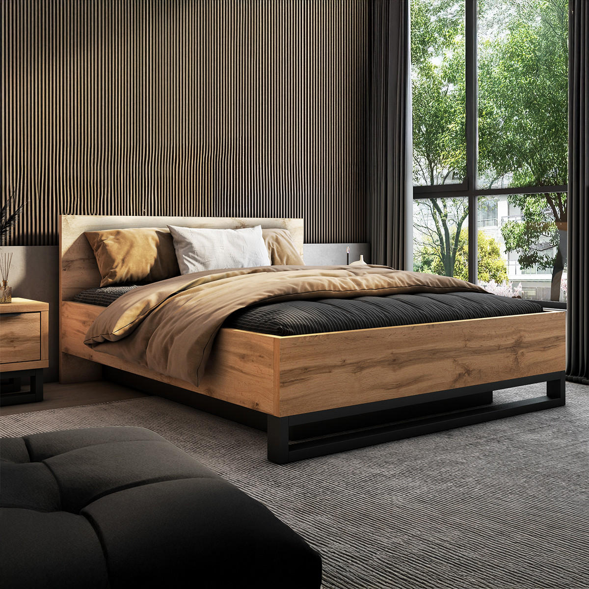 BOXSPRING POSTEL 160/200 Eden Dřevo - hnědá, kompozitní dřevo (160/200cm) - Petits-meubles