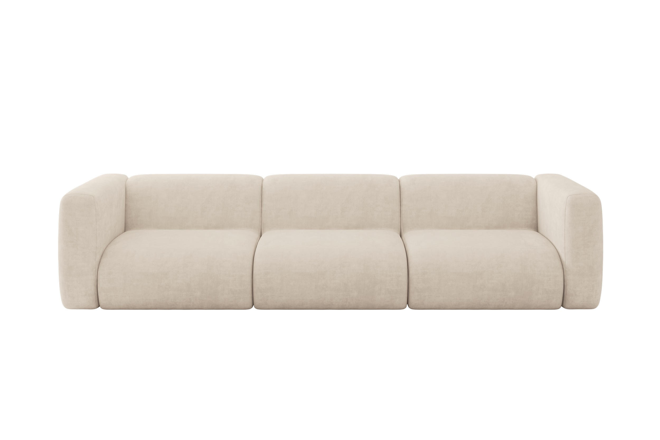 MODULARES Sofa 3-SITZER MIRA-S2 319x89x70 Beige cm Velours - Greige/Beige, Holzwerkstoff/Kunststoff (319/70/89cm) - ALTDECOR