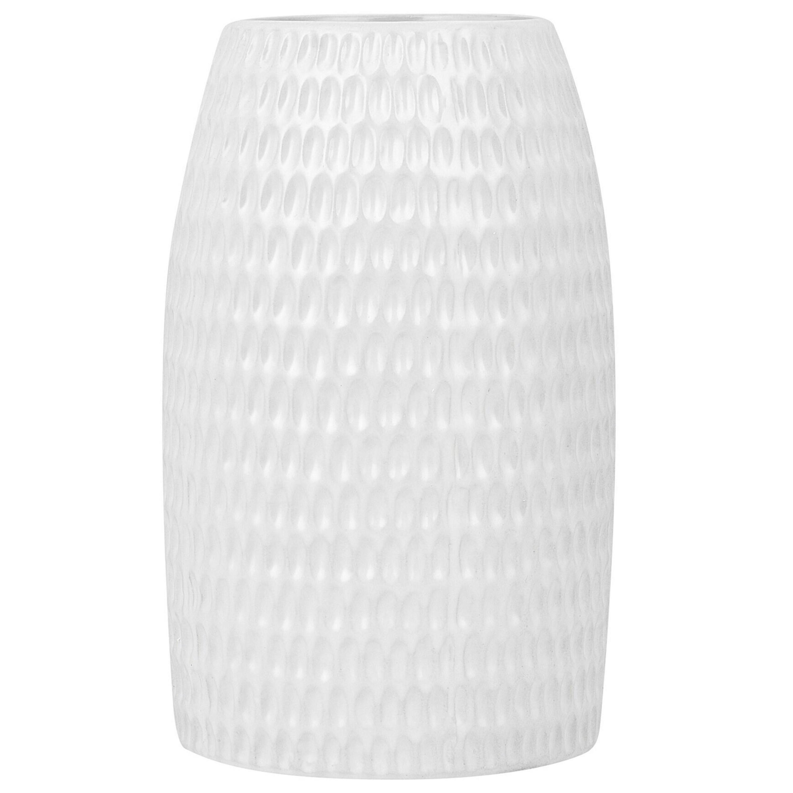 DEKOVASE Steinzeug weiß Linzi - Weiß, Stein (25cm) - Beliani