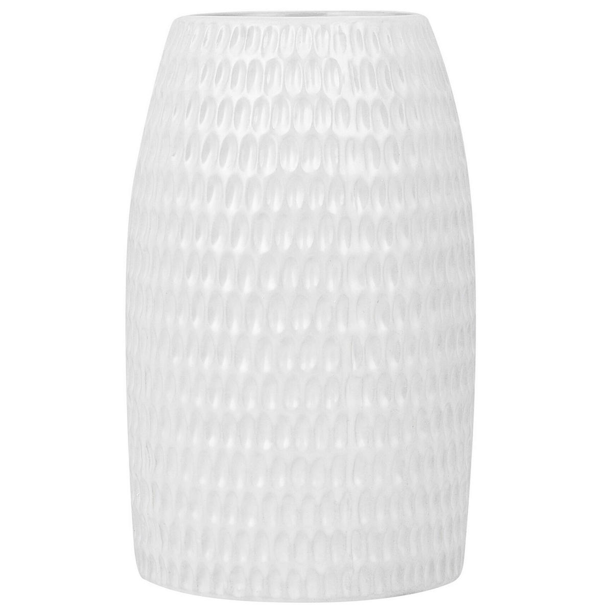 DEKOVASE Steinzeug weiß Linzi - Weiß, Stein (25cm) - Beliani
