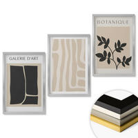 WANDBILDER 3er Set - 40x60 cm Silberner Rahmen - Abstrakte Pflanzenformen - Silberfarben, Kunststoff (40/60cm) - ArtPrintCave