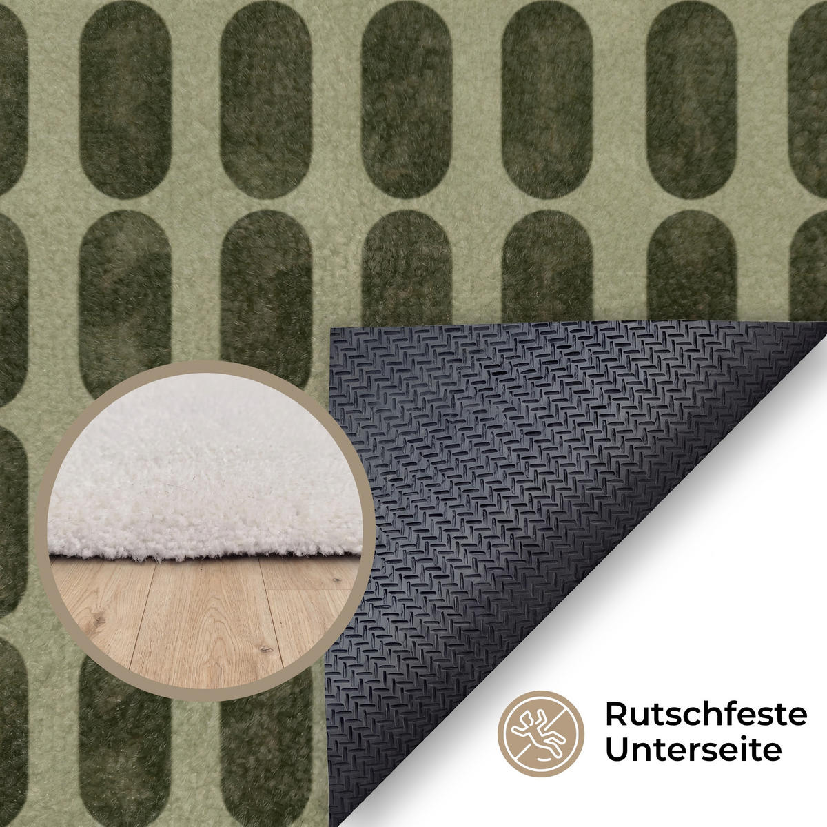 KOBERCE - Rytmické - Impact - Zelené - 120x80 cm - olivovozelená, textil/plast (120/0.4cm) - OnlyWow