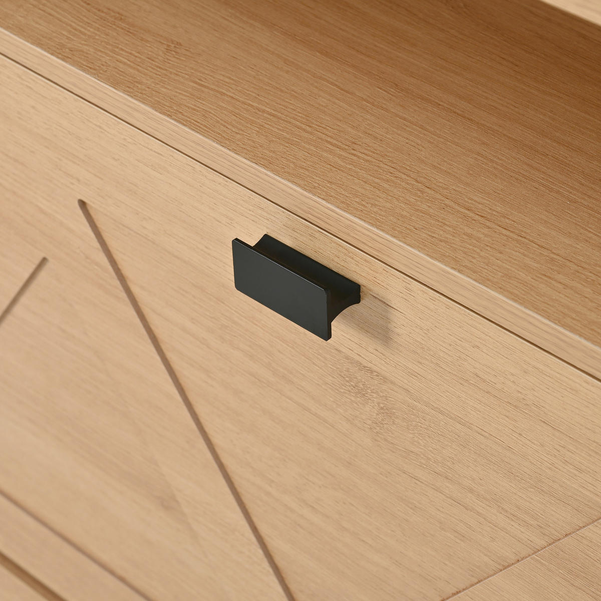 SCHUHSCHRANK mit klappdeckel in natur mit metallgestell, 2 kipper & seitenschrank - Naturfarben, Holzwerkstoff (110/100/24cm) - Urban Meuble