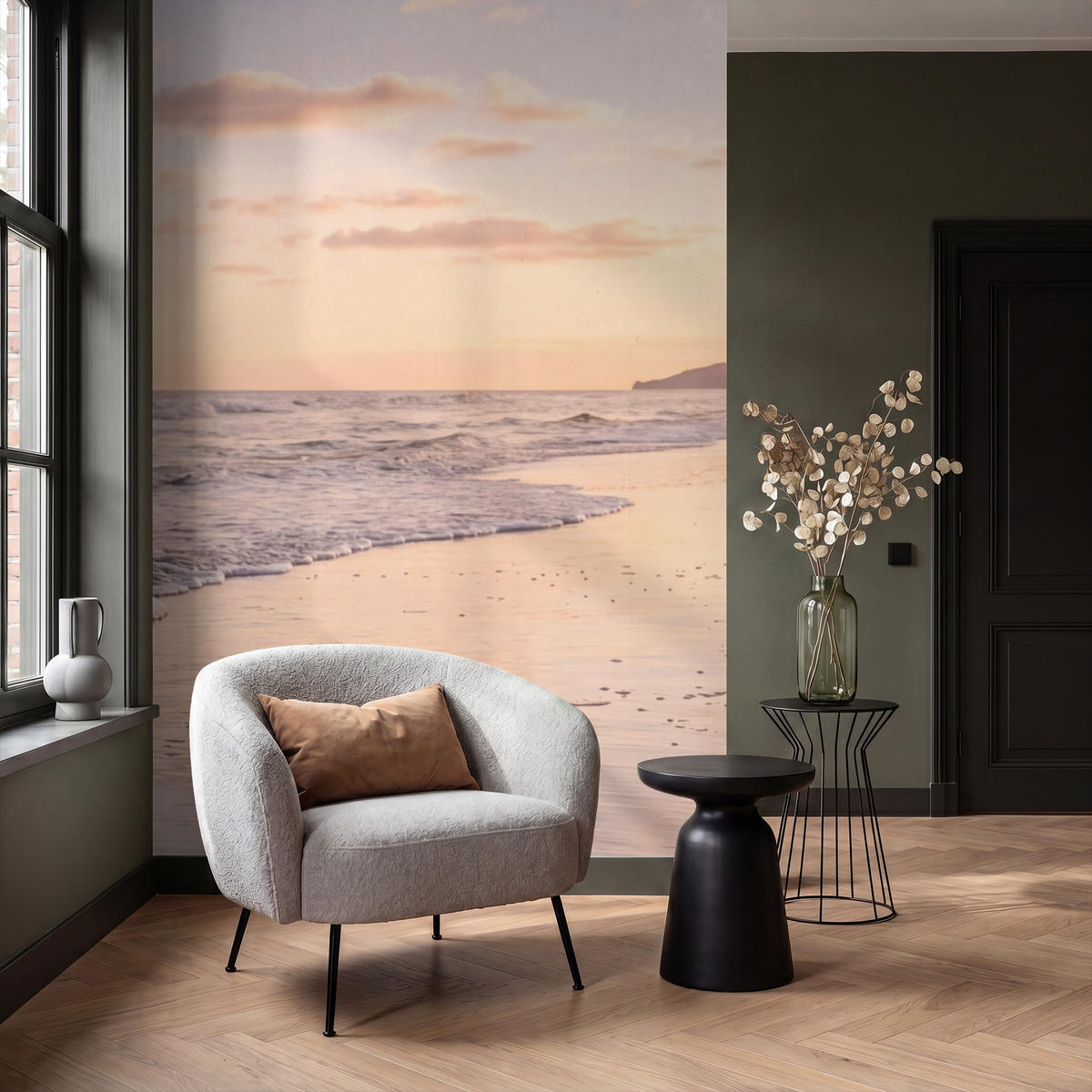 TAPETE - Strand - Brandung - Wolken - 140x240 cm - Hellrosa, Papier (140/240cm) - OnlyWow