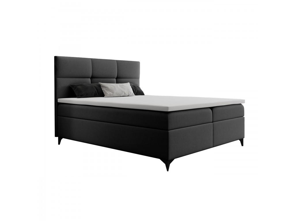 BOXBETT 180 x 200 cm mit Bettkasten und Bonellmatratze H3, LIMBA, mit Topper 5 cm und Metallfüße, Grau - Schwarz/Grau, Holzwerkstoff/Kunststoff (180/200cm) - Trada