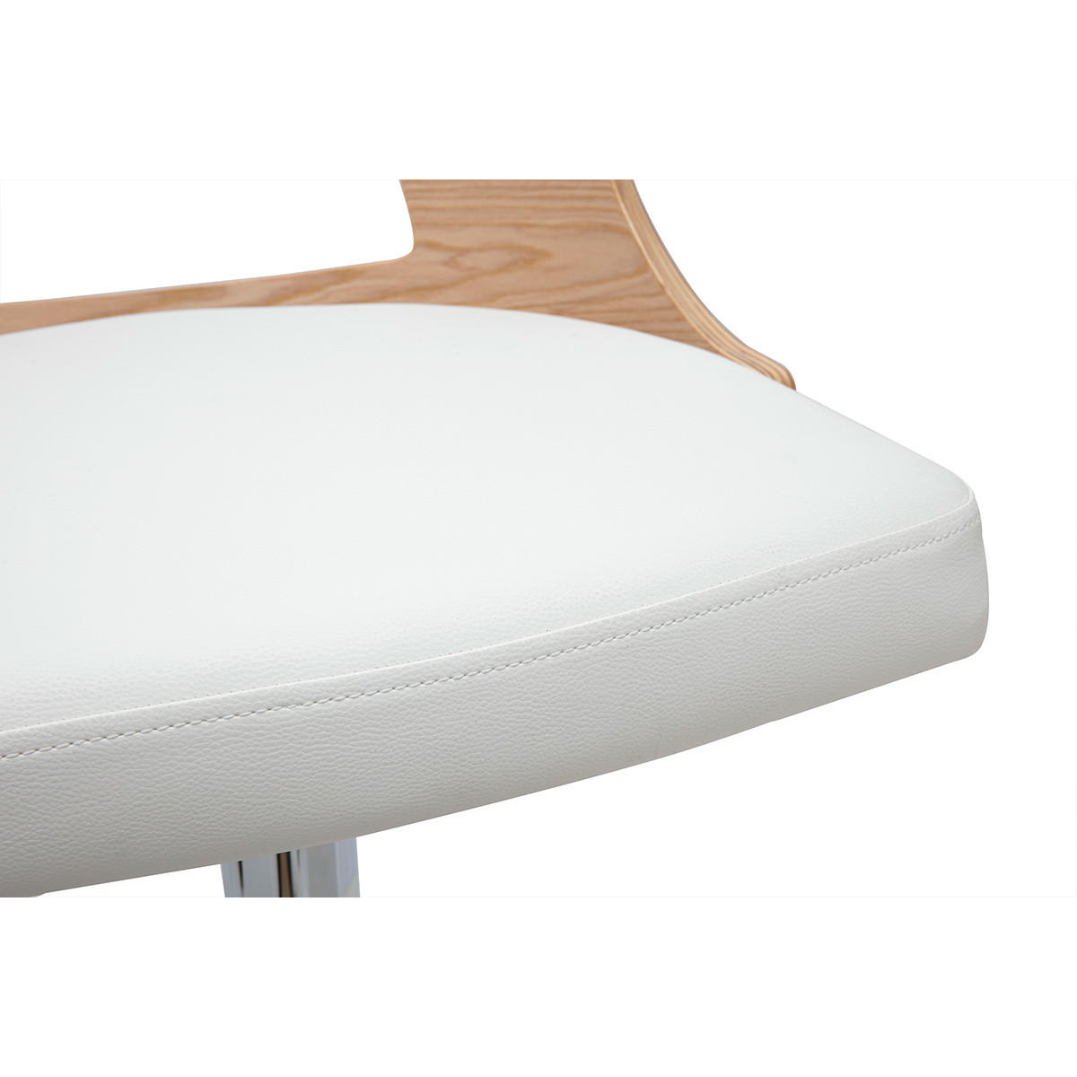 BARHOCKER 360° drehbar Weiß und helles Holz GARBO - Weiß, Kunststoff (51/93.5/47.5cm) - Miliboo