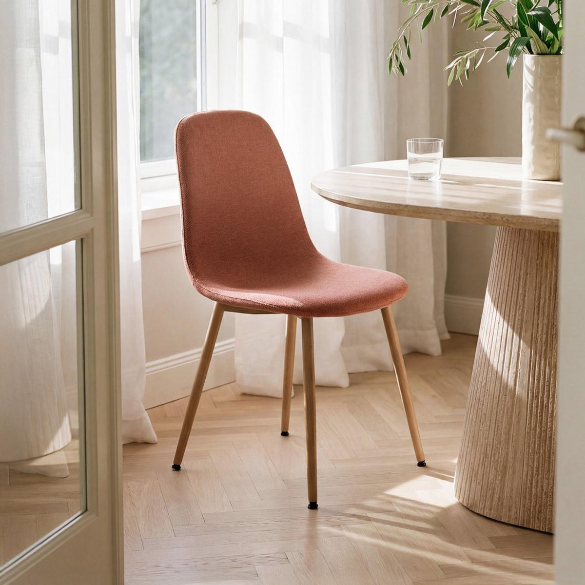 ESSZIMMERSTUHL Ellis Terrakotta / Orange 43 cm x 87 cm 4er-Set - Terracotta, Textil (43/87/54cm) - Klast Home