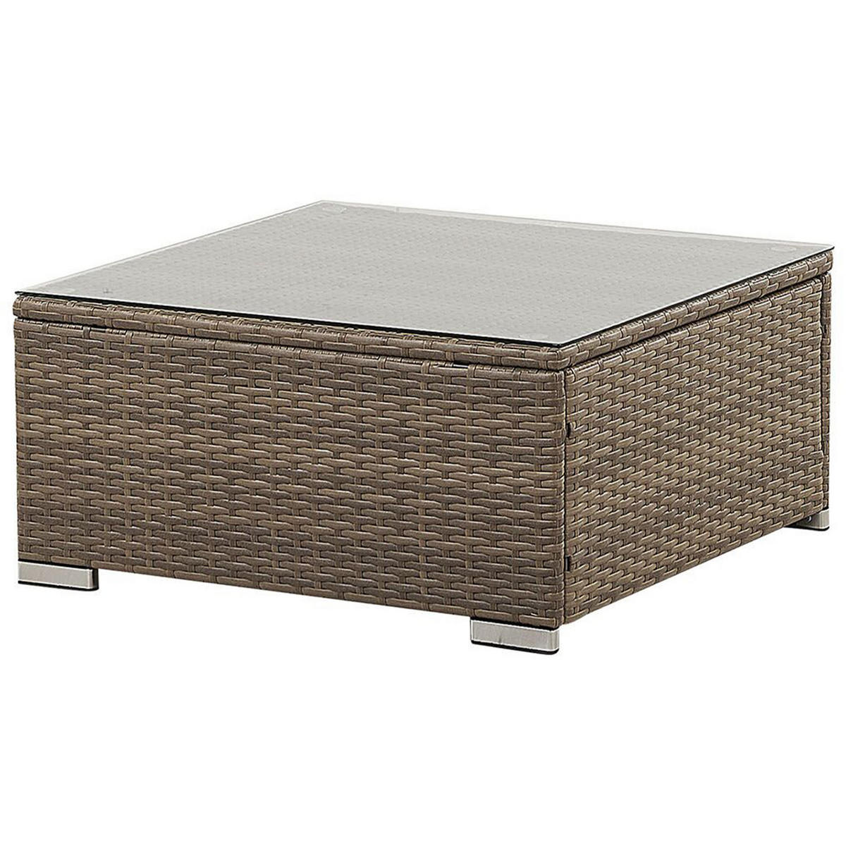 LOUNGE SET 6-Sitzer modular Braun Auflagen weiß Belvedere - Braun/Weiß, Kunststoff - Beliani