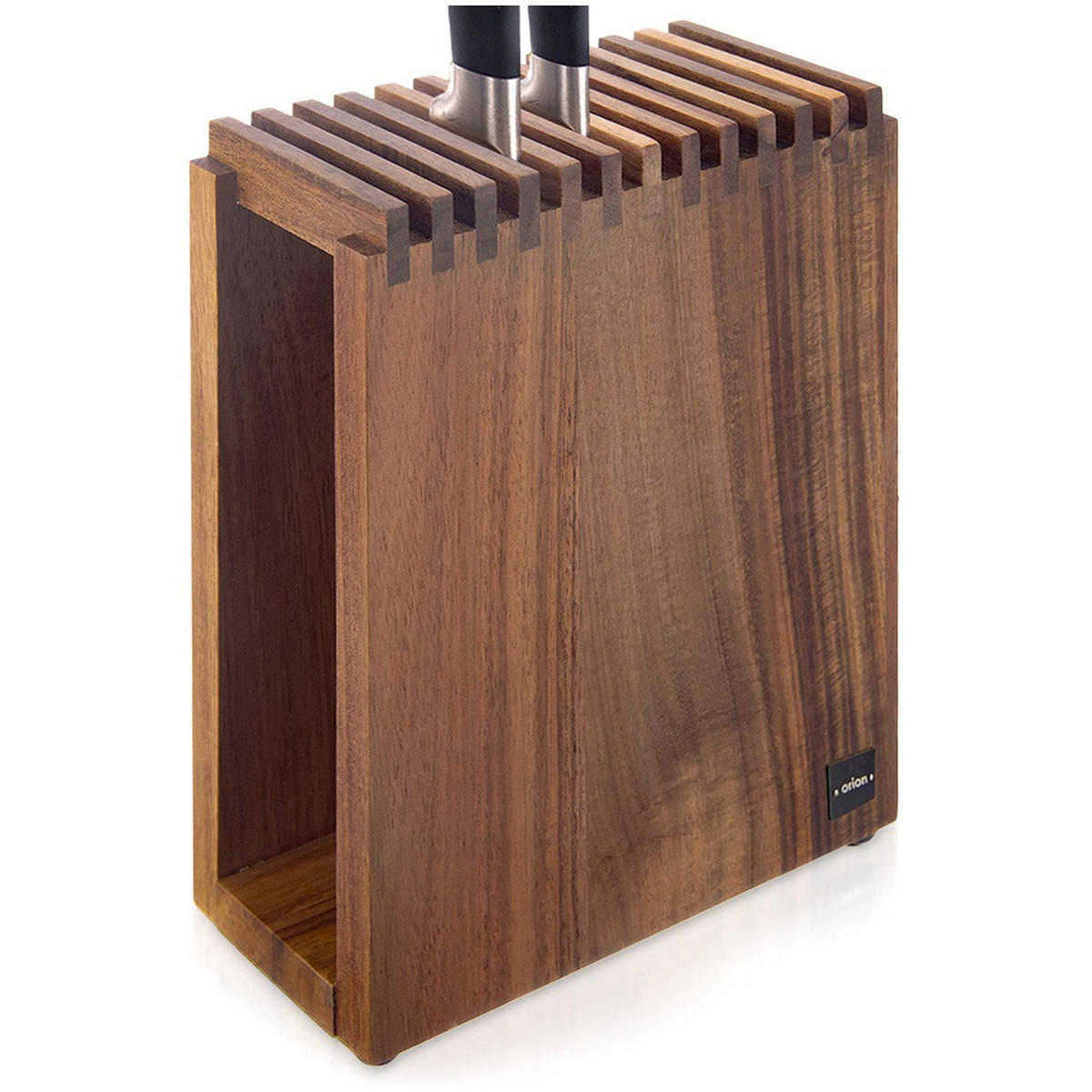 MESSERBLOCK Walnuss 12 Fächer Braun - Braun, Holz (8.5/24/18cm) - Orion 