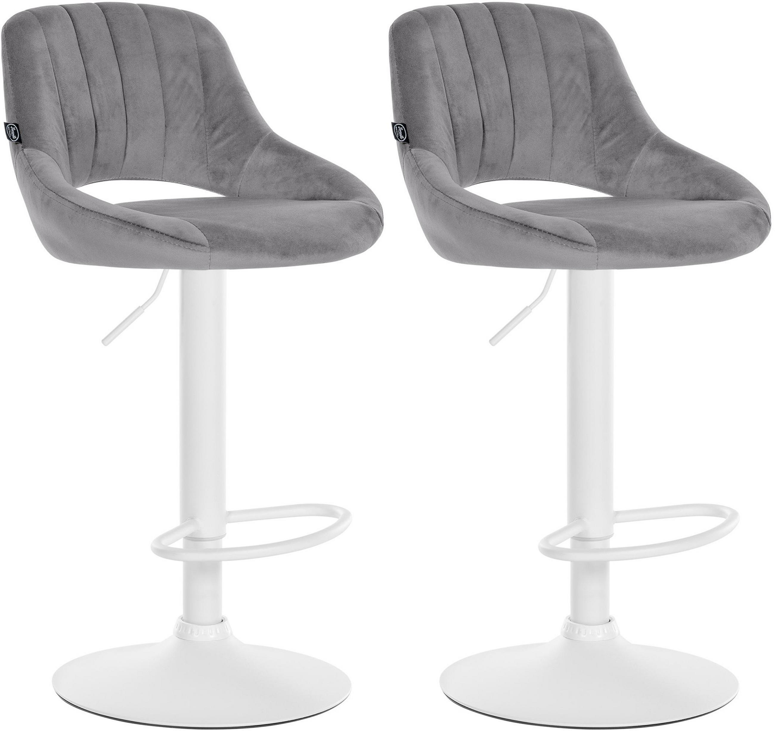 BARHOCKER 2er Set Milos Samt W dunkelgrau - Weiß/Grau, Textil/Metall (47/106/48cm) - TPFLiving