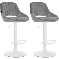 BARHOCKER 2er Set Milos Samt W dunkelgrau - Weiß/Grau, Textil/Metall (47/106/48cm) - TPFLiving
