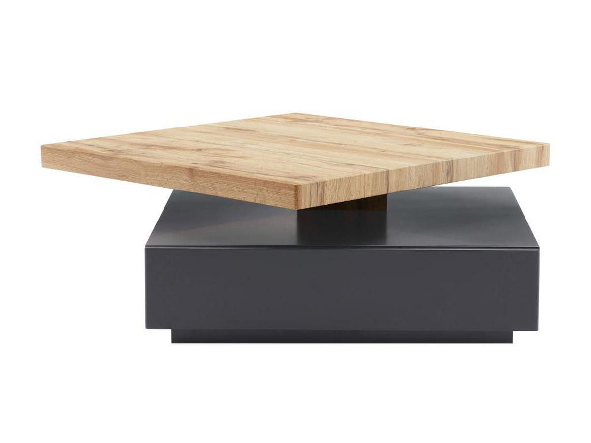 COUCHTISCH drehbar - 1 Schublade - MDF - Anthrazit & Holzfarben - KYRIA - Anthrazit, Holz (80/80/36cm) - Vente-Unique