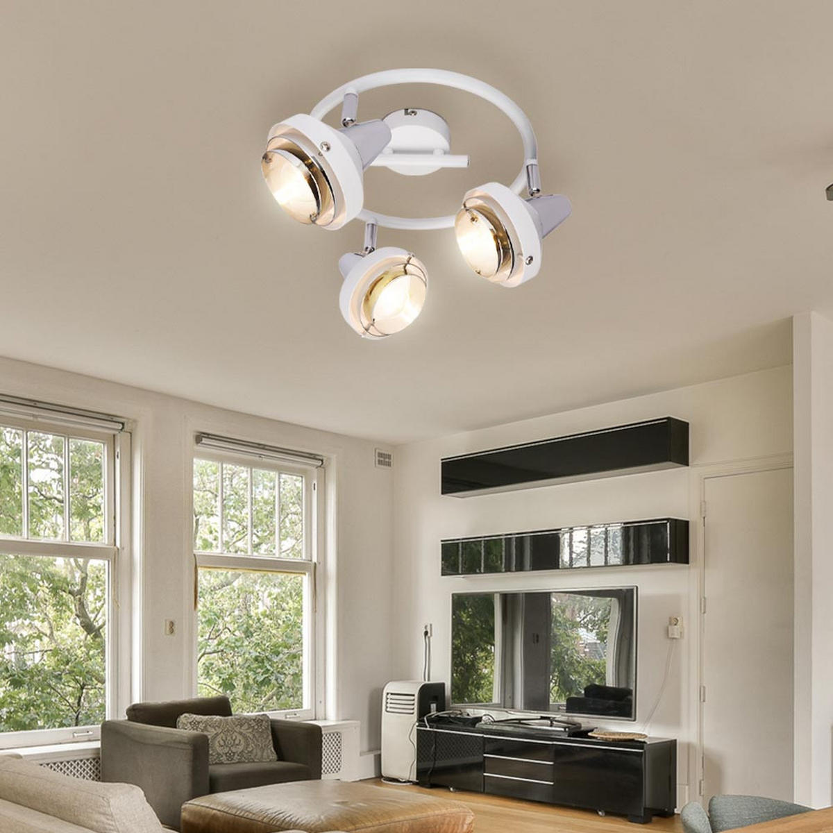 LED DECKENLEUCHTE RORGE Weiß Messing - Weiß, Metall (25/25/17.5cm)