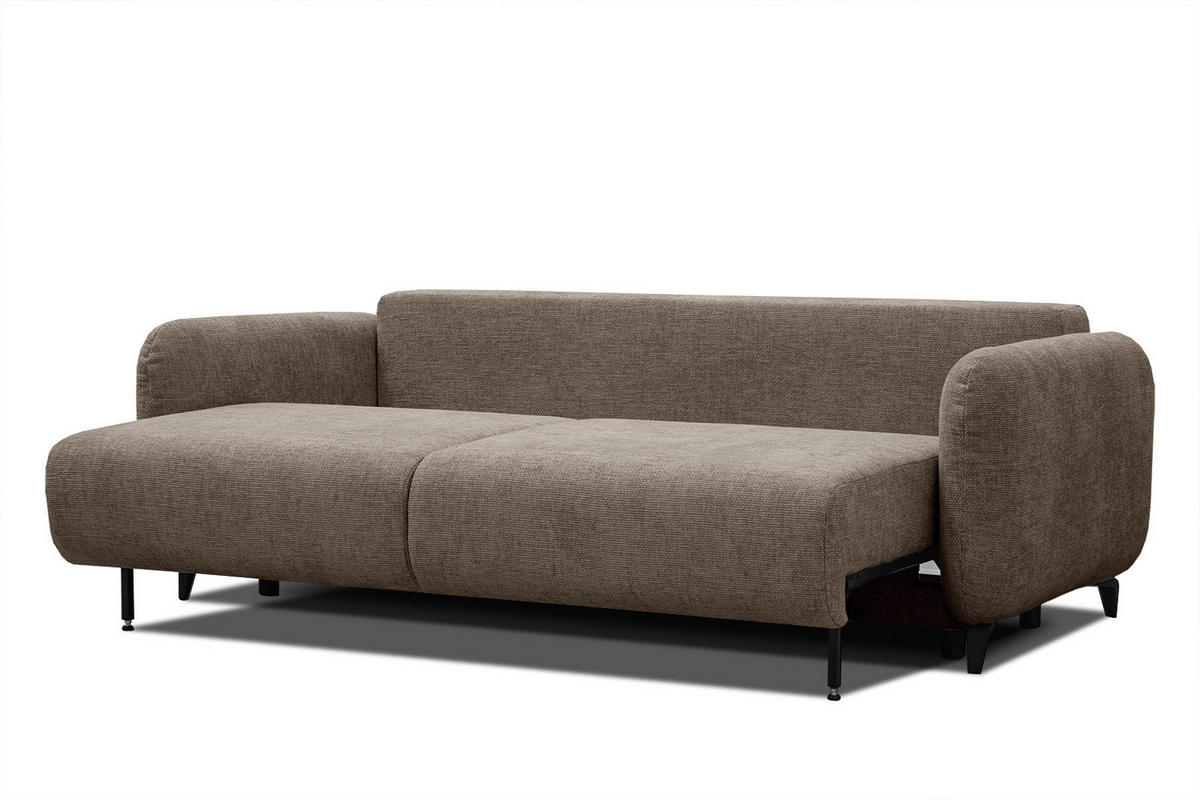 SOFA DRAKE 3-Sitzer mit Schlaffunktion, taupe - Taupe/Braun, Holz/Textil (232/90/107cm) - Courtois Laville