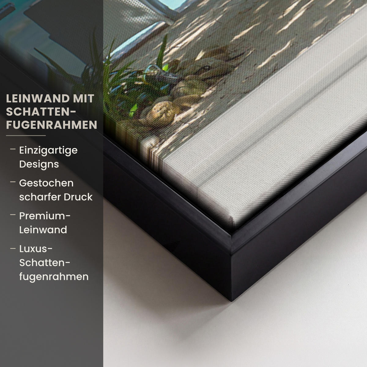 LEINWAND Bilder mit Rahmen - Aussicht - Baum - Meer - Palme - Hügel - Strand - Blau - 40x60 - Blau, Textil (40/60cm) - MuchoWow