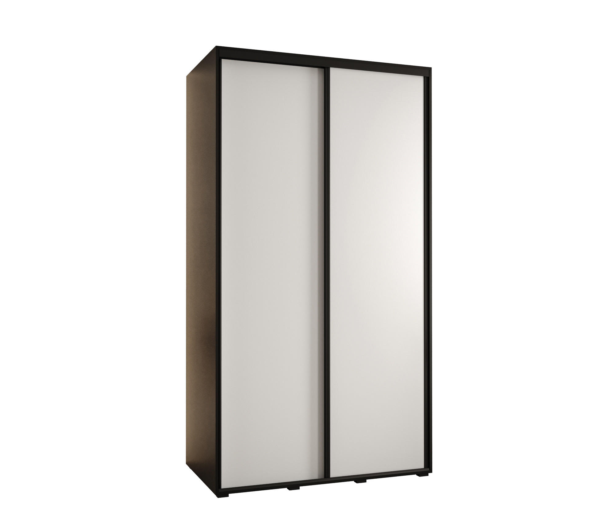 Abiks Möbel Schwebetürenschrank Schwarz, Weiß, Schwarz 130x235x60 cm