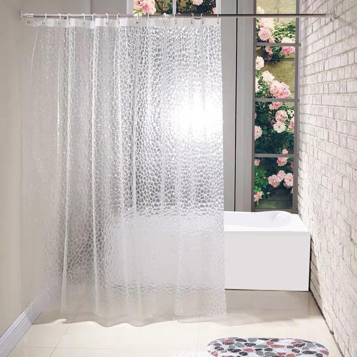 DUSCHVORHANG, transparent，180/180CM - Klar, Kunststoff (180/180cm)