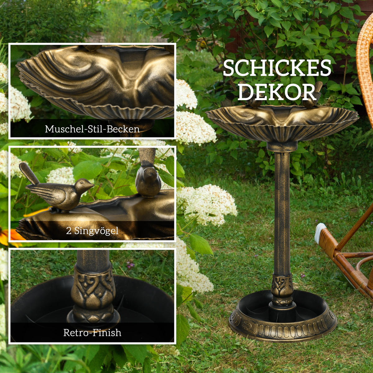 VOGELTRÄNKE Stehend - Bronzefarben, Kunststoff (38/81/49.5cm) - Outsunny