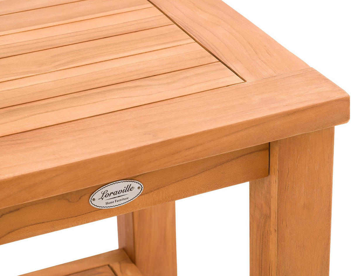 BEISTELLTISCH eckig 45/45/50 cm Holz Teak - Braun/Teakfarben, Holz (45/45/50cm) - CLP