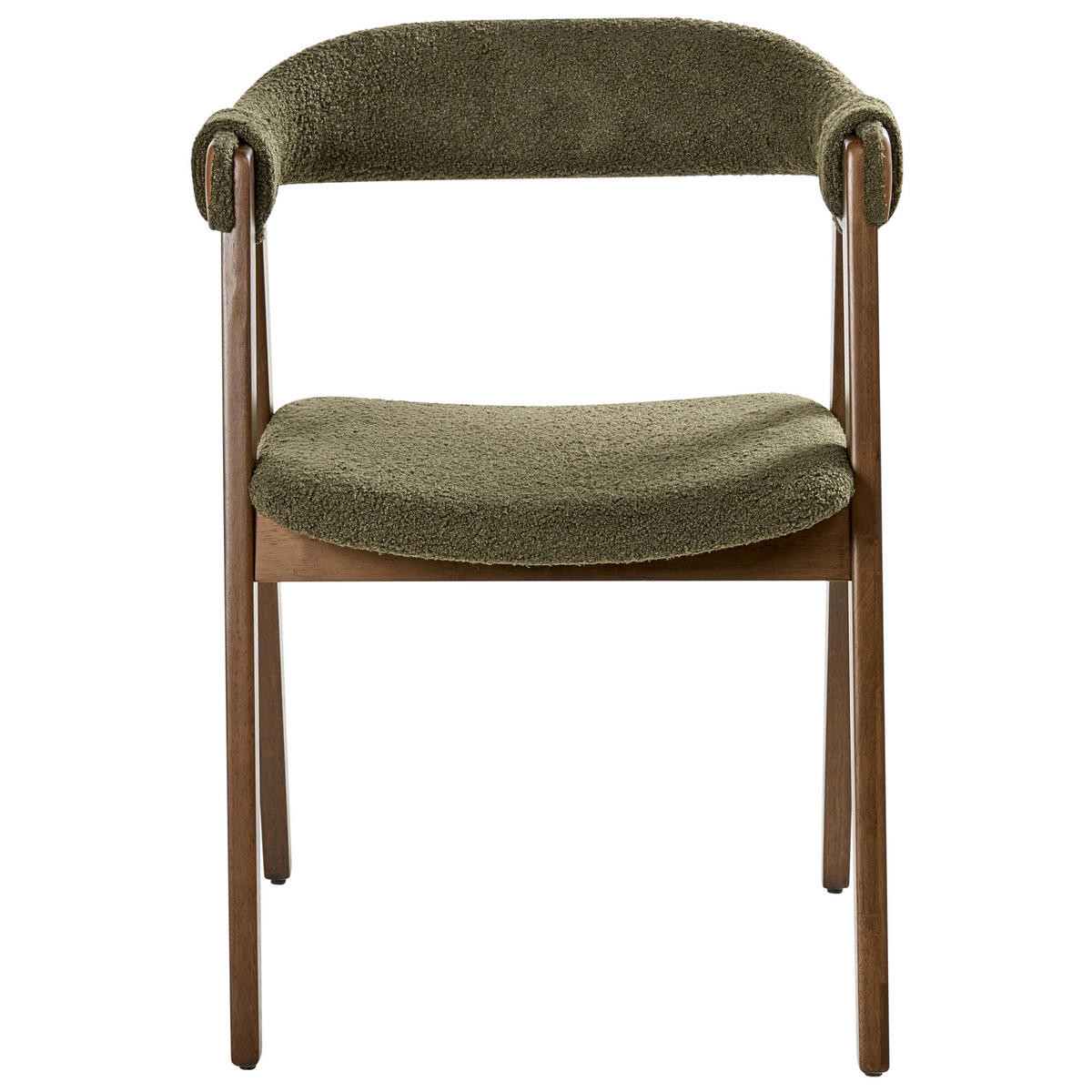 ESSZIMMERSTUHL 2er Set Bouclé Dunkelbraun / Grün Day - Dunkelbraun/Grün, Holz/Textil (55/75/57cm) - Beliani