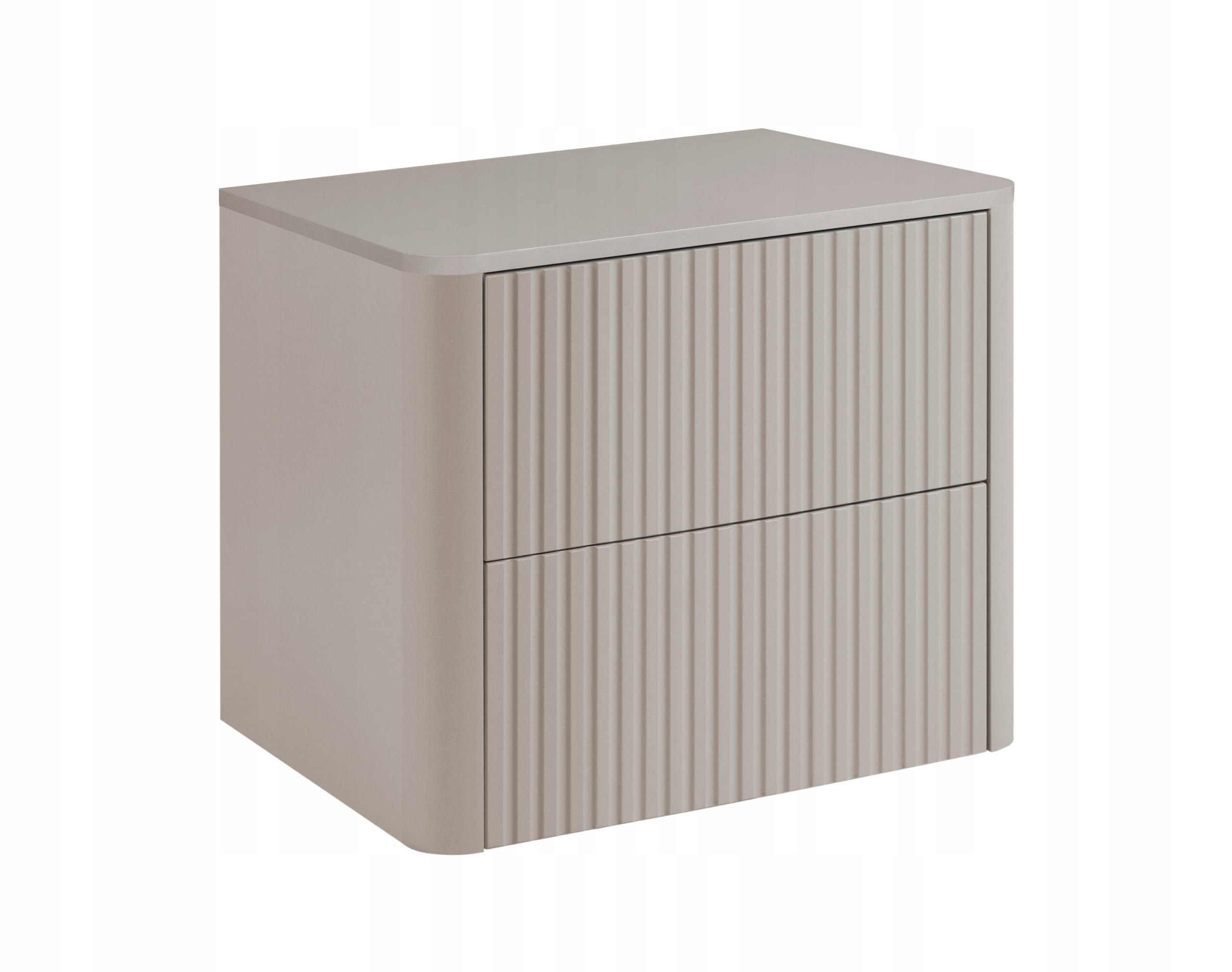 WASCHBECKENUNTERSCHRANK LINEA hängend geriffelt Kaschmir matt mit Waschtischplatte 60/48/44 cm - Kaschmir, Holzwerkstoff (60/48.4/43.7cm) - Rodan