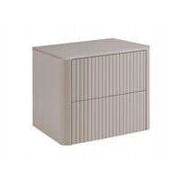 WASCHBECKENUNTERSCHRANK LINEA hängend geriffelt Kaschmir matt mit Waschtischplatte 60/48/44 cm - Kaschmir, Holzwerkstoff (60/48.4/43.7cm) - Rodan
