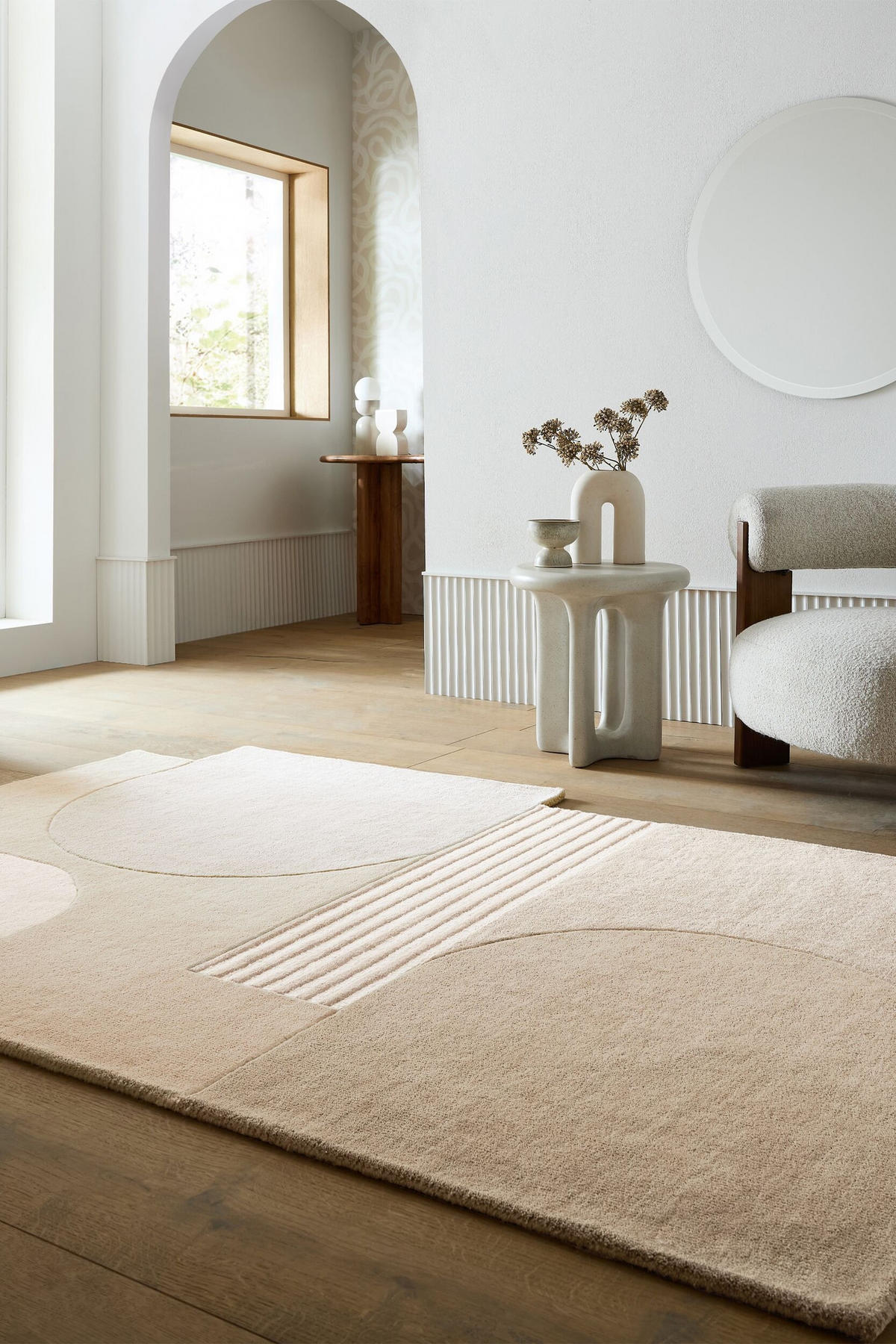 WOLLTEPPICH HALLEIN, abstrakt, aus Wolle, Natur, 200 x 290 cm - Beige, Textil (200/290cm) - KADIMA DESIGN