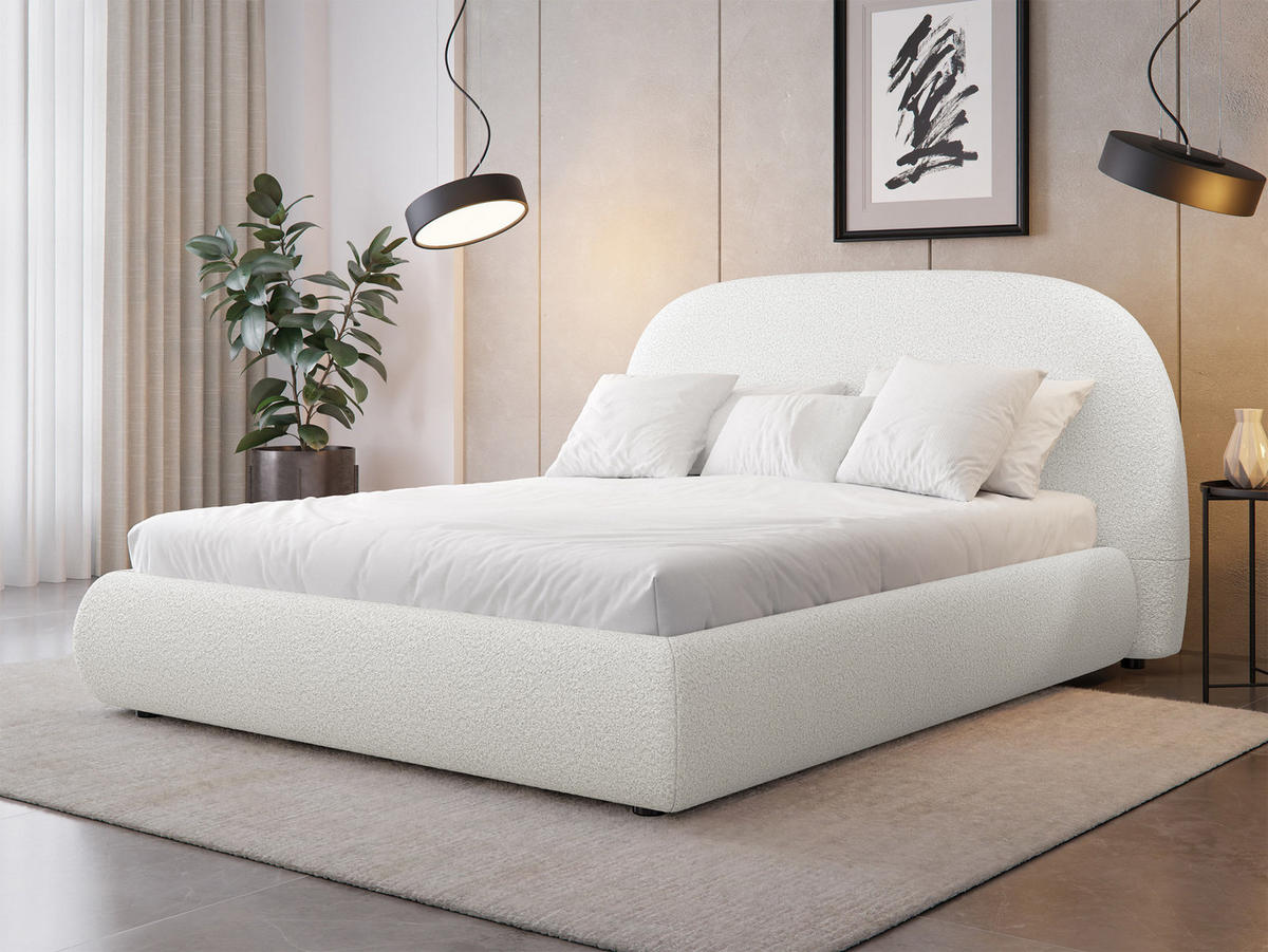 POLSTERBETT Akrenis - Creme/Schwarz, Holzwerkstoff/Textil (180/200cm) - MIRJAN24