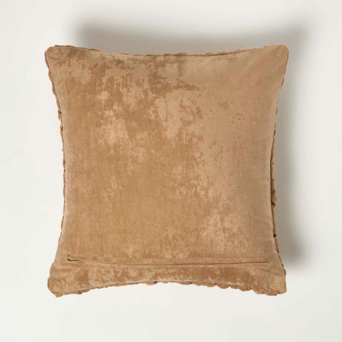 SAMTKISSEN Sofia sand 45/45 cm in Flechtoptik - Sandfarben, Textil (45/45cm) - Homescapes