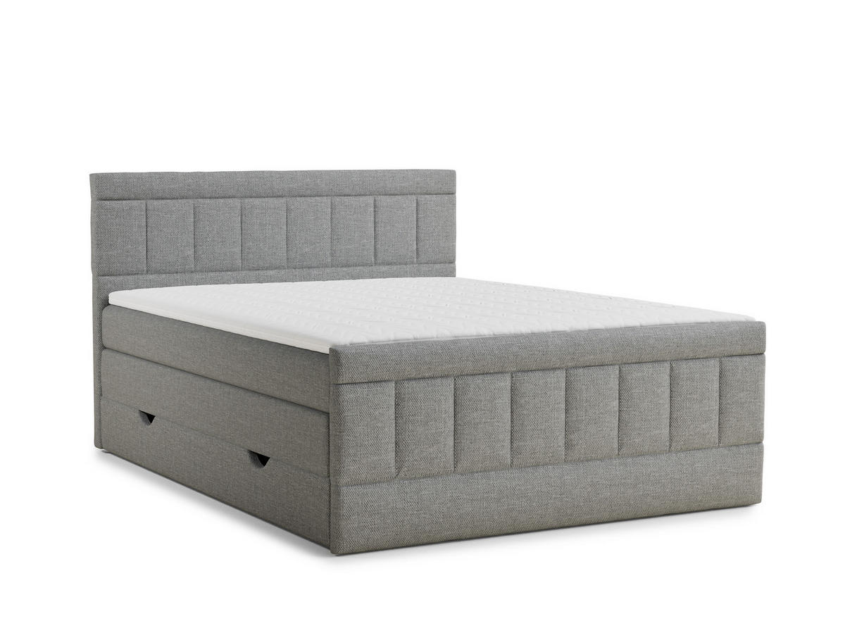 BOXSPRINGBETT Caya 140/200 cm, in Grau, Bettkasten, Matratze, Topper - Schwarz/Grau, Holz/Holzwerkstoff (140/200cm) - Maison de Reve
