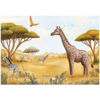 FOTOTAPETE Kinderzimmer Tiere Dschungel Tapete Kinder 350x250 - Multicolor, Papier (350/250cm) - Wallarena