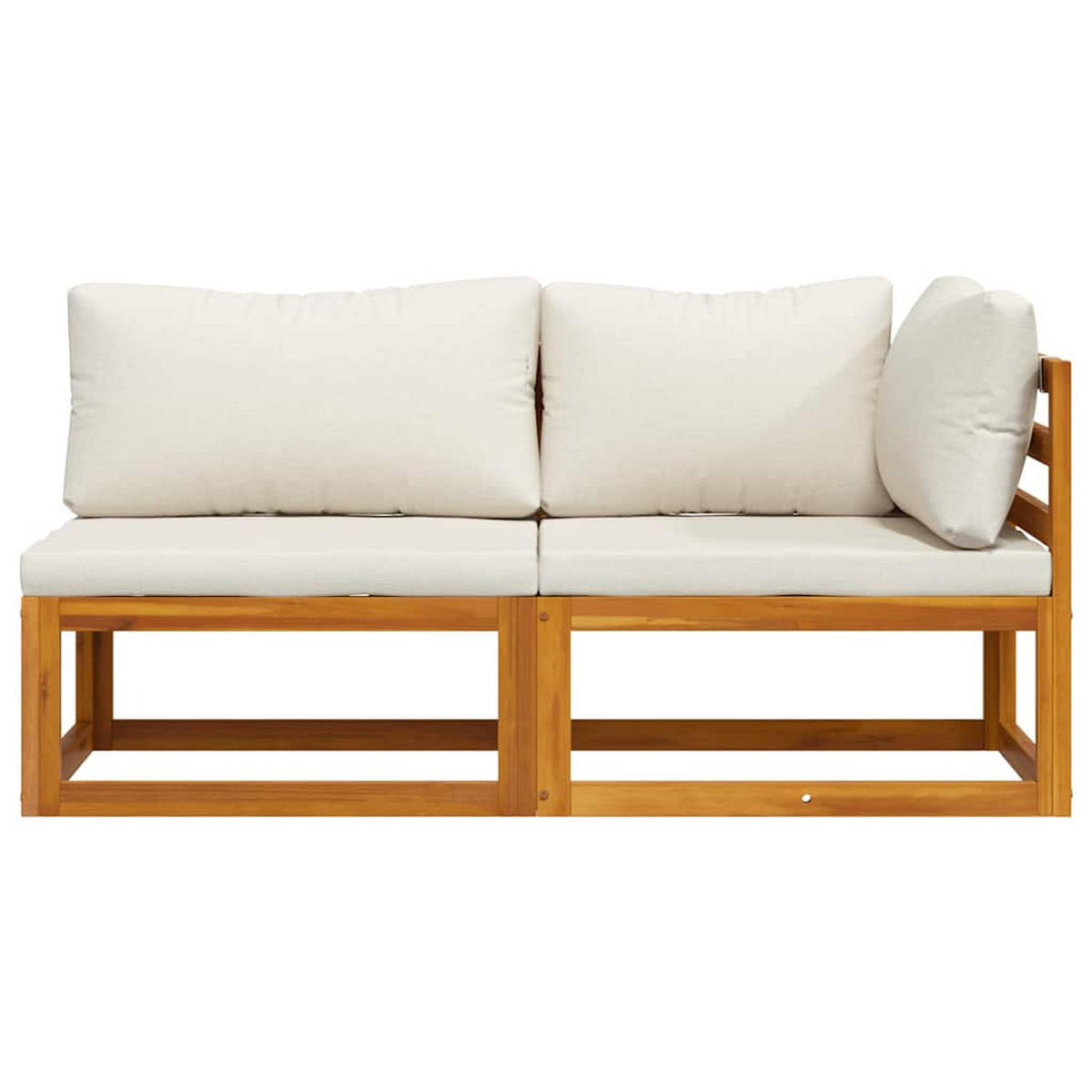 SOFA-SET 2-teilig Mit CremeWeißen Kissen Akazie Massivholz - Creme/Braun, Holz/Textil (70/60/70cm) - vidaXL