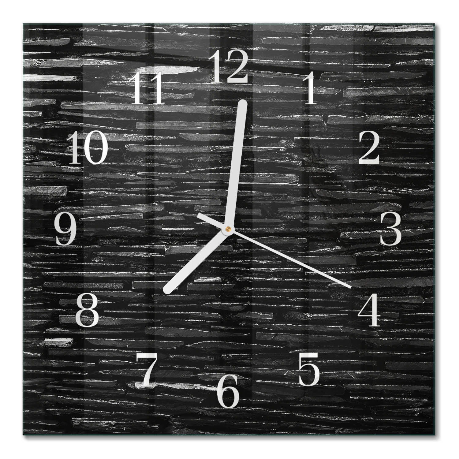 WANDUHR 30x30 cm - Steine - Schwarz, Glas (30/30/0.4cm) - TULUP