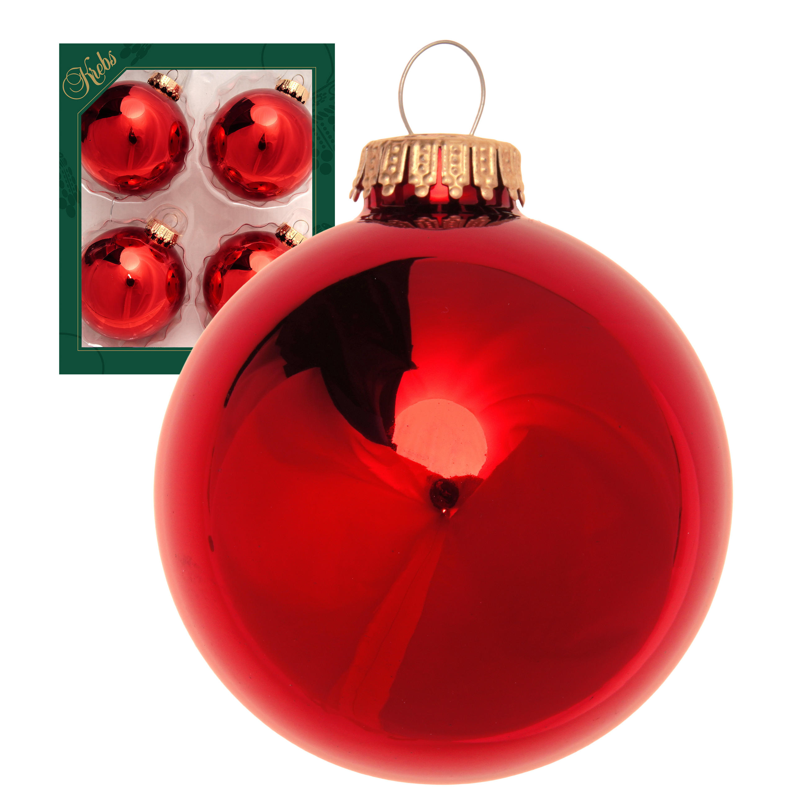 Krebs Glas Lauscha Christbaumkugeln Rot 8x8x8 cm