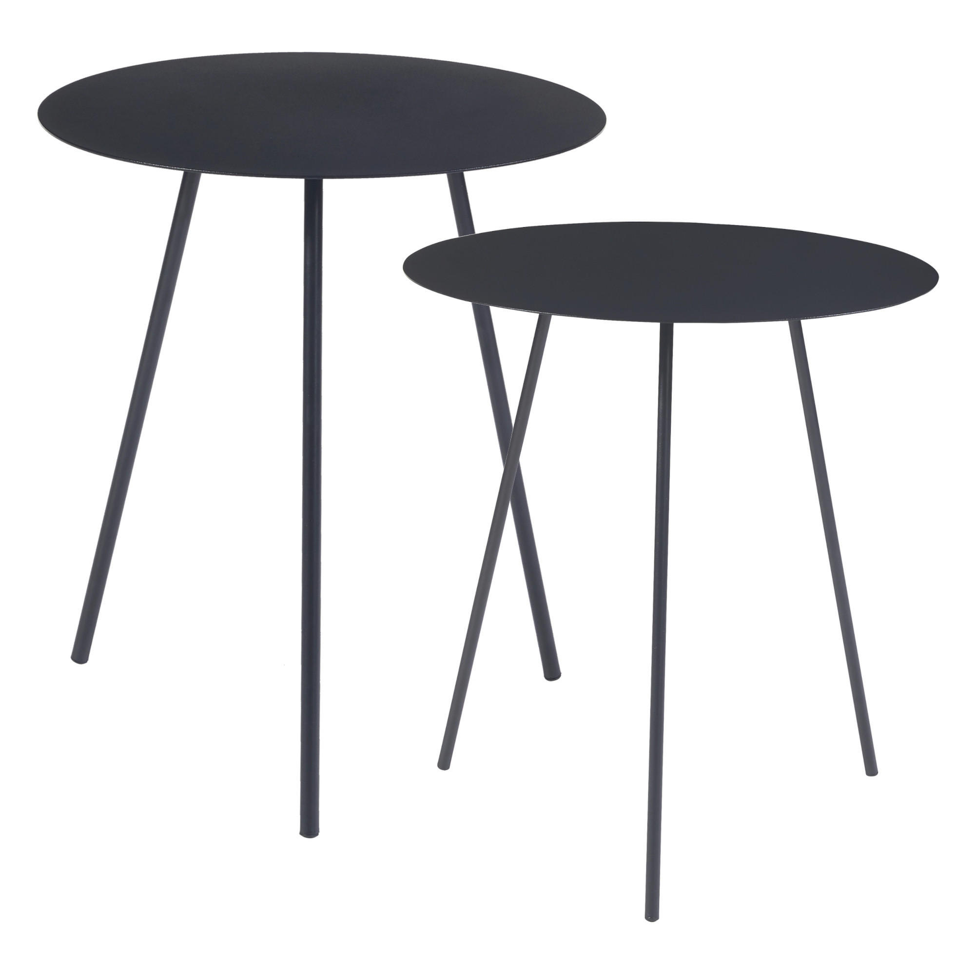 BEISTELLTISCH-SET 2 TLG. Sula - Schwarz, Metall (50/50/53cm) - [en.casa]