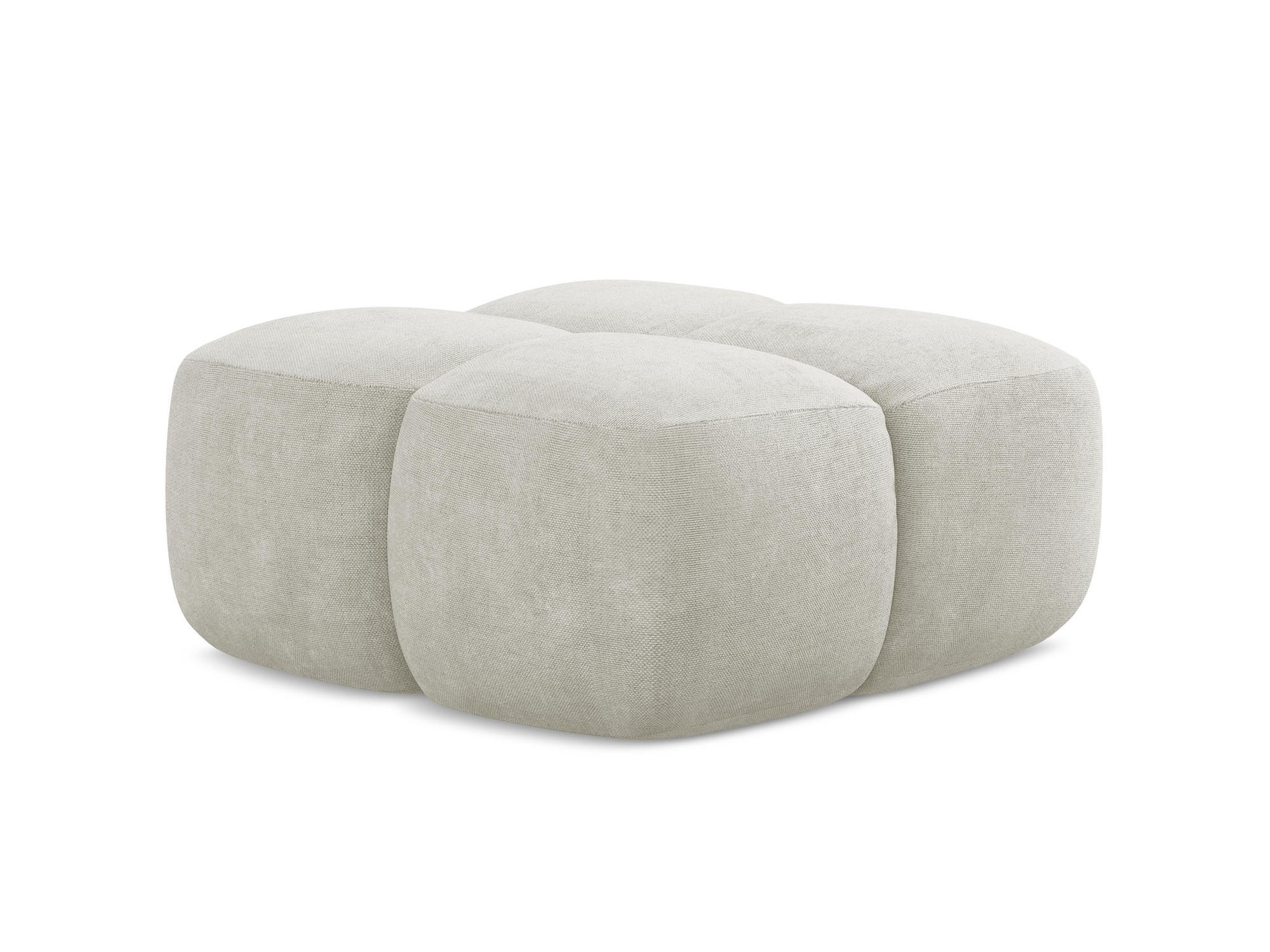 POUF Chenille Stoff Creme - Perlmutt/Schwarz, Holzwerkstoff/Kunststoff (90/39/90cm) - Makamii