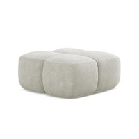 POUF Chenille Stoff Creme - Perlmutt/Schwarz, Holzwerkstoff/Kunststoff (90/39/90cm) - Makamii