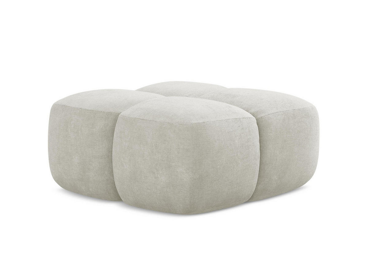 POUF Chenille Stoff Creme - Perlmutt/Schwarz, Holzwerkstoff/Kunststoff (90/39/90cm) - Makamii