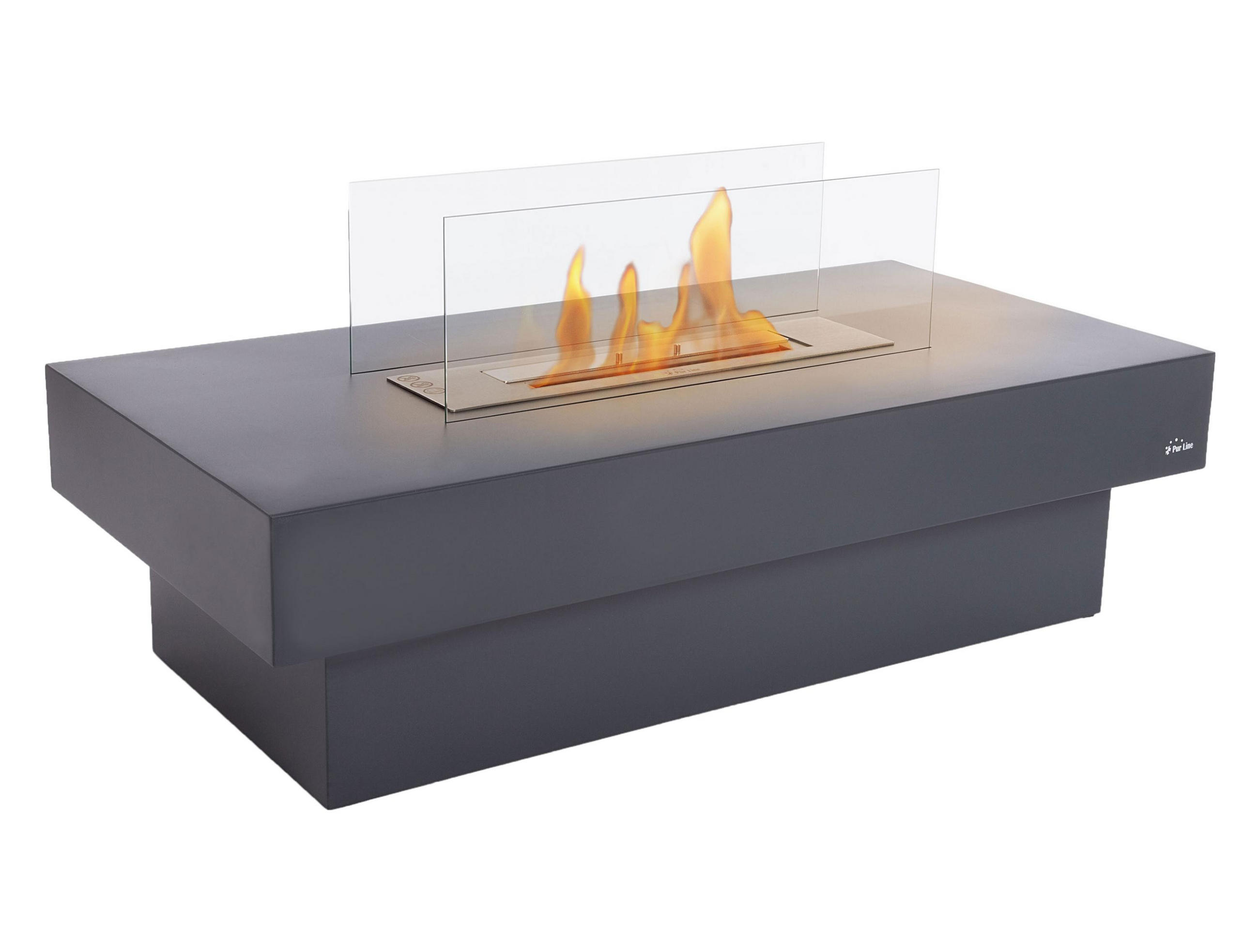 BIOETHANOL-KAMIN Schwarz Bodenmodell inklusive 3 L Brennblock - Schwarz, Metall (120/55/60cm) - Purline